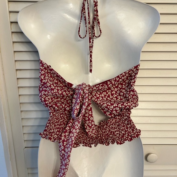 Floral Halter Top - Red and White - Picture 2 of 2